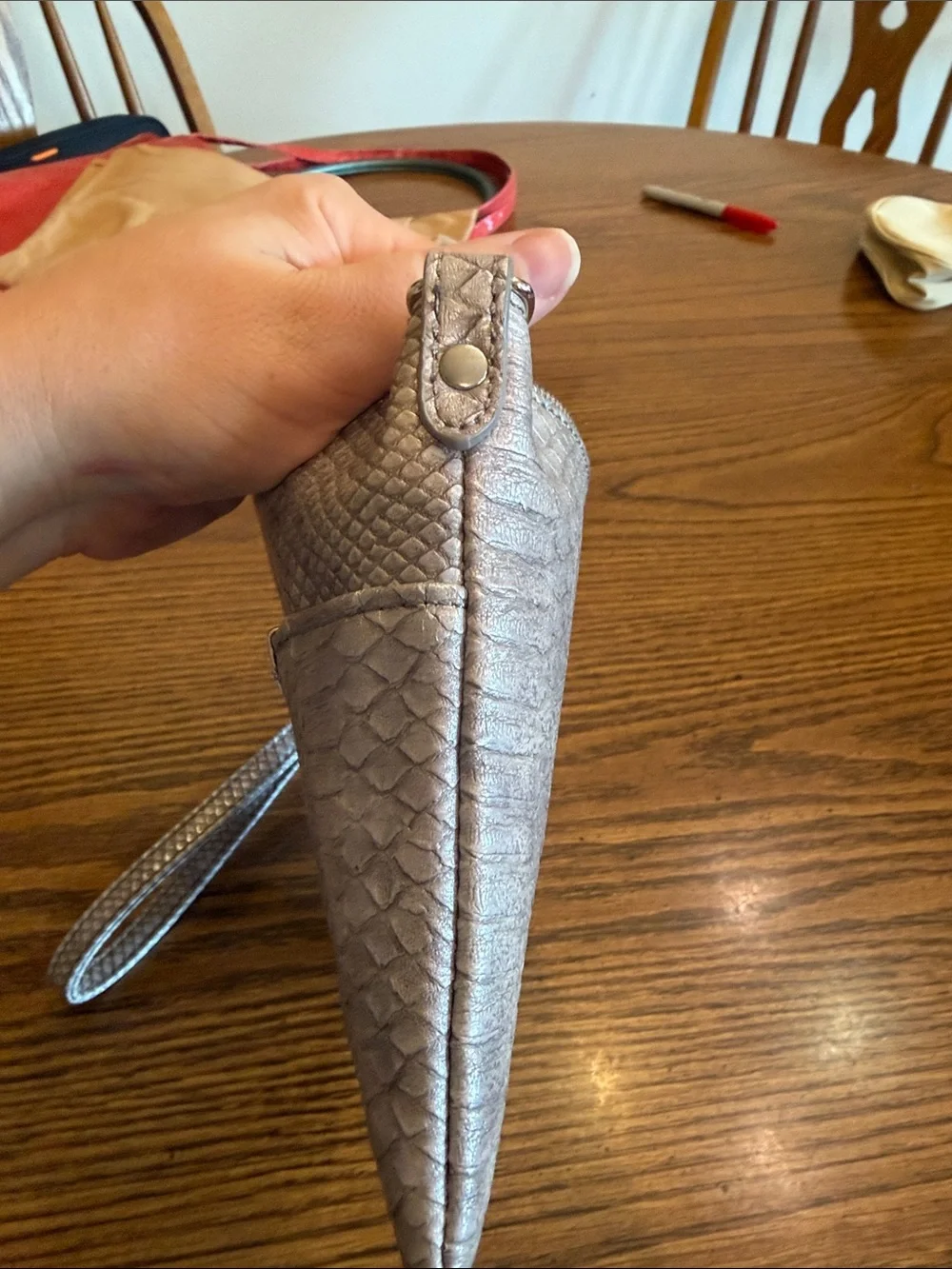 Charming Charlie Silver Textured Wristlet Clutch